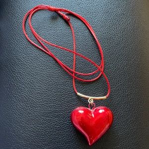 Cheery Red heart pendant/necklace boho ajustable